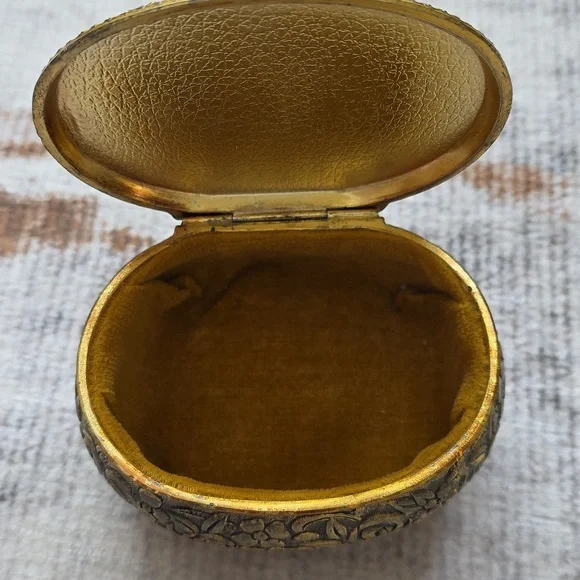 Antique Japan Trinket Box Silk Boucher Landscape Tintype Hair Mourning Chain - Picture 4 of 16